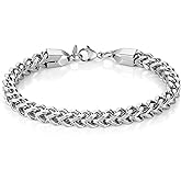 HZMAN Franco Chain Bracelets for Men 3mm/4mm/5mm/6mm Stainless Steel Men's Bracelet Square Box Link Chain Bracelet 7-9 Inch