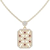 LUSTRE AND LIGHT Natural Gemstone with Moissanite Designer Rectangular Pendant Necklaces for Women in Silver/18K Yellow/Rose Gold Vermeil,Birthstone Jewelry Gift for Her Birthday,Anniversary