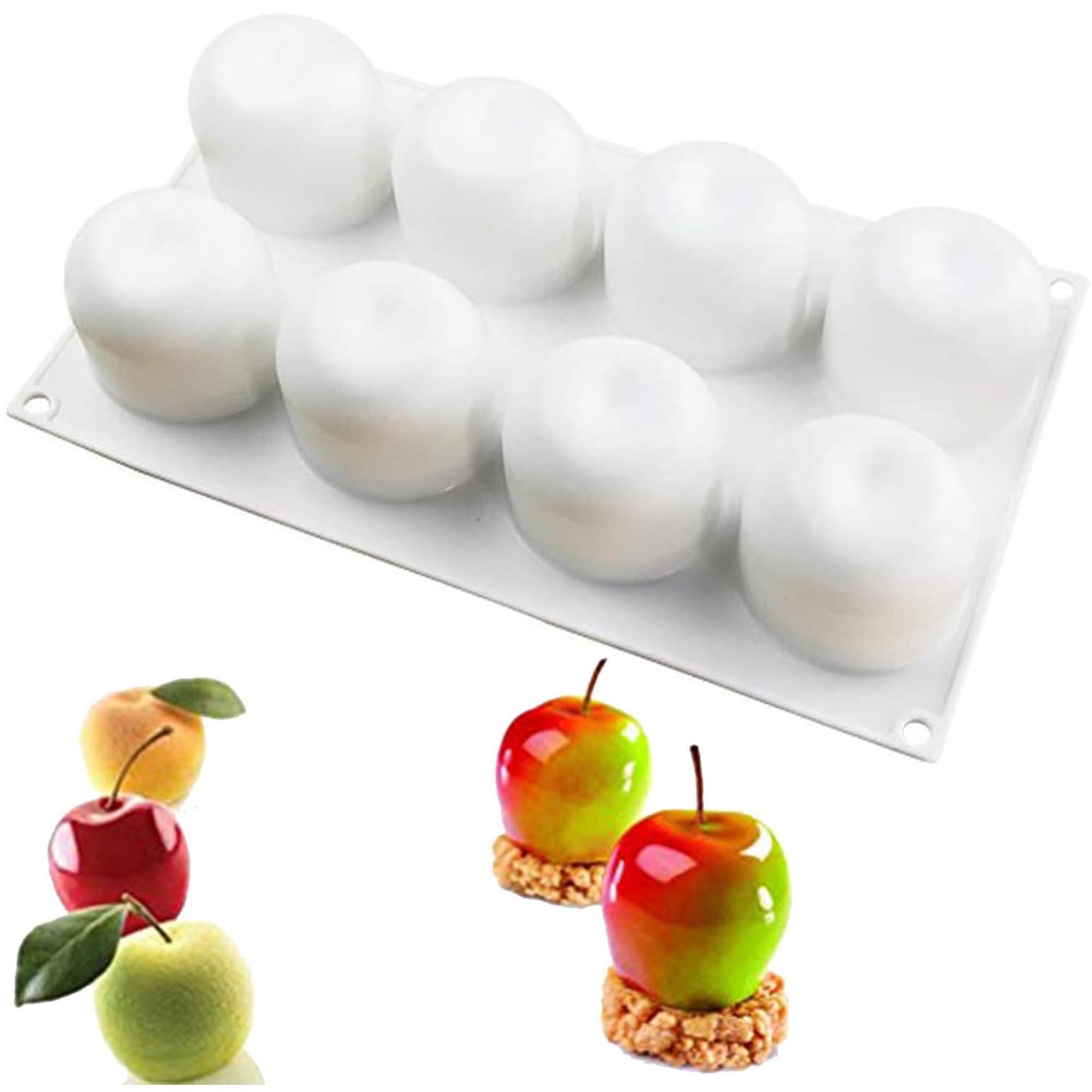 Photo 1 of OCPO KITCHEN Apple Silicone Mold for Baking Mousse Cake Dessert Pastry Chocolate Fruit Pudding Jelly Ice Cream Christmas Cake Decoration Mold, Non-Stick and Easy Release, Apple Shape (8-Cavity)