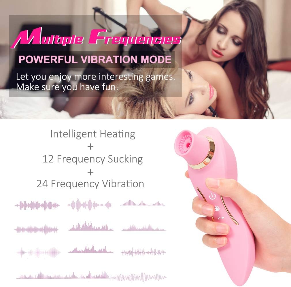 Hands Free Cli^torial Sucking Toy for Women,Powerful Sucking Modes with 12 Speed Vibration, Vibrating Tongue Simulator,T-Shirt Nipple Sucker