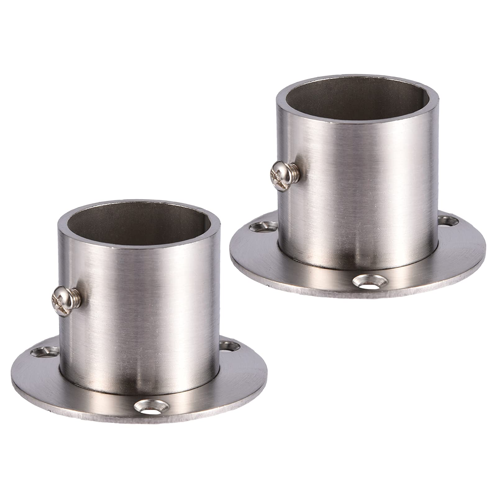 Carkio 2 PCS Stainless Steel Closet Rod Flange Holder,32mm Dia,Wall Mount Hanging Rail Rod Support Socket,Clothes Rail Seat High Flange Seat Sleeve Round Tube Seat Towel Holder