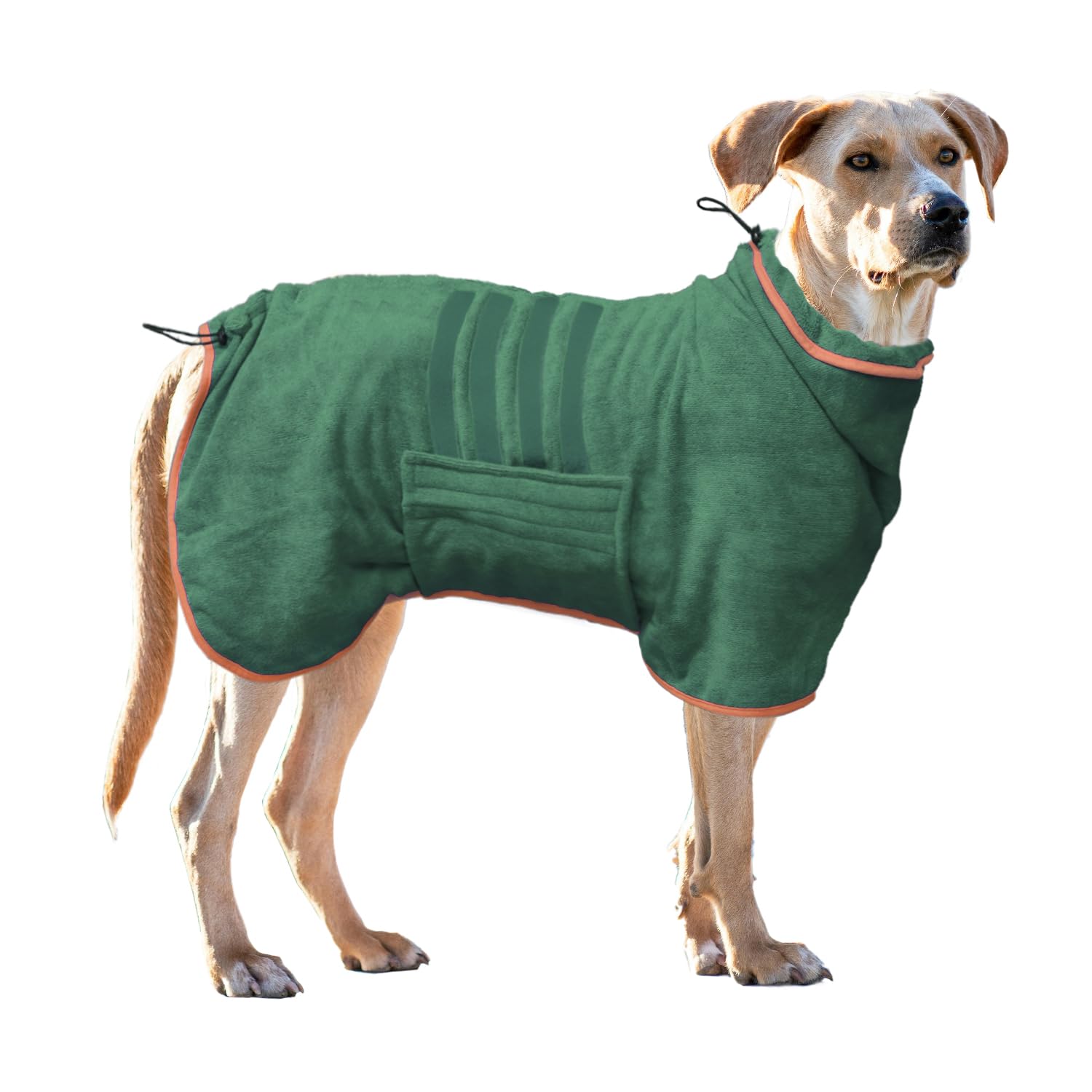 Dog Drying Coat Bathrobe Towel, Microfibre Material Fast Drying Super Absorbent Dog Bath Robe, Pet Quick Drying Moisture Absorbing with Adjustable Collar and Waist (Green, XX-Large)