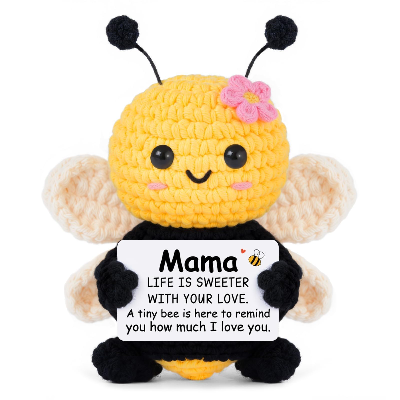 Mama Gifts from Daughter Son, Mama Gifts for New Mom, I Love You Mama, Mama To Be Present - Cute Handmade Crochet Bee - Valentines Mother Day Bonus Step Mother In Law, Emotional Support Crochet