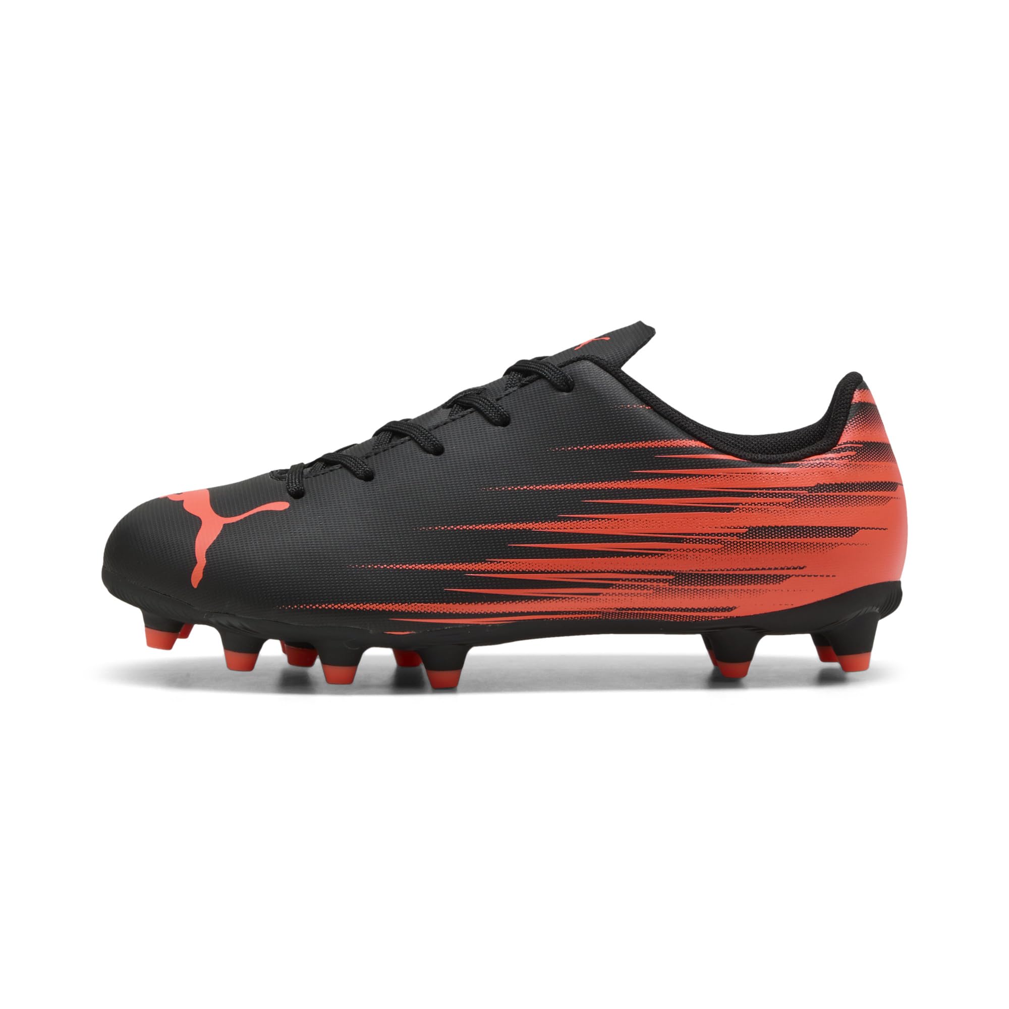 PUMA Unisex-Child Attacanto II Firm, Artificial Ground Soccer Cleats, Black-Glowing Red SS26, 3.5, Big Kid Image