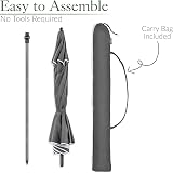 CHRISTOW Portable Beach Parasol Tilting 2m UV 50+ Grey Garden Sunshade view 6