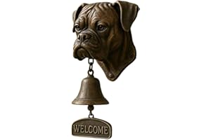 GRDSAX German Shepherd Welcome Bell, Retro Funny Animal Welcome Doorbell,Wall-Mounted Decorative Cast Iron/Resin Hanging Bell, Farmhouse Wall Decoration & Housewarming Gift(Boxer Dog)