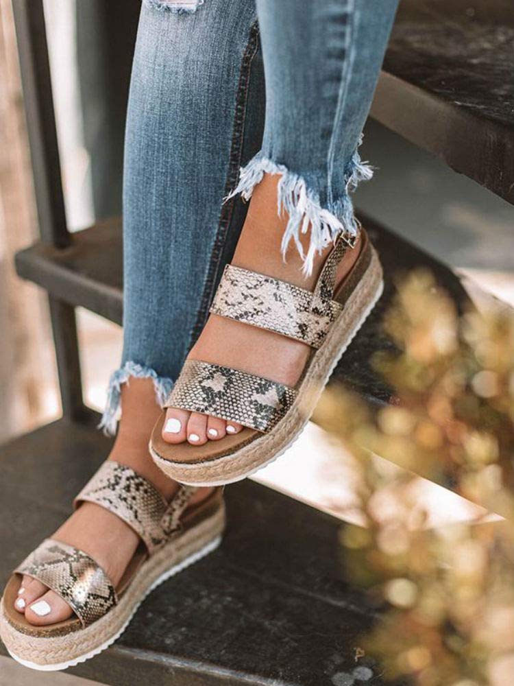 LAICIGO Womens Wedges Sandal Open Toe Ankle Strap Trendy Espadrille Platform Sandals Flats - Image 7