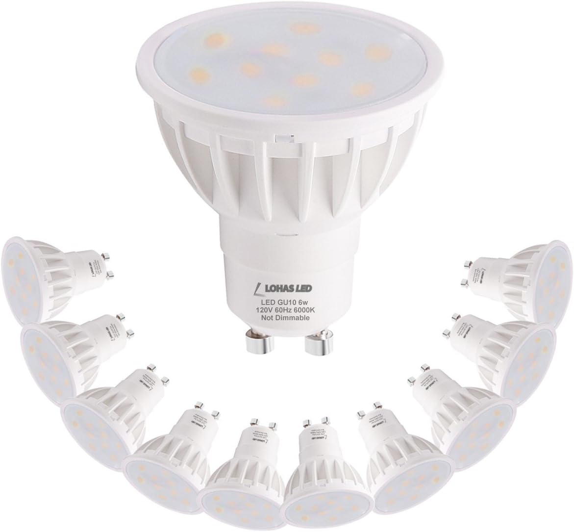 LOHAS LED Light Bulbs, GU10 Base, 6W LED Bulb(50w Equivalent), Cool