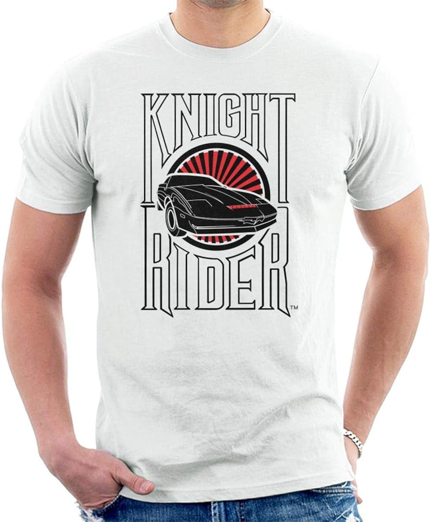Knight Rider Text and Logo Men's TShirt White Amazon.co.uk Clothing