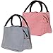 Lunch Bags, Danibos Solid Useful Linen Cotton Stripe 2pc Fashion Lunch Tote Bag Lunch Bag Grocery Bags with Zipper (Red&blue)