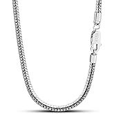 Dankadi Italy 925 Sterling Silver Snake Chain Necklace Men & Women 3MM-4MM Rolo Link Round Chain Chokers 16 "18 "20" 22 "24" 26 "28" 30" Unisex Fine Jewelry Gift (4MM, 30 inches)