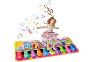 BEAUWOW Baby Musical Mats,Music Toys Child Floor Piano Keyboard Mat, Kids Soft Touch Playmat with 7 Instrument Sounds, Early Education Toys Birthday Gifts for Toddler Girls Boys Age 1 2 3 4