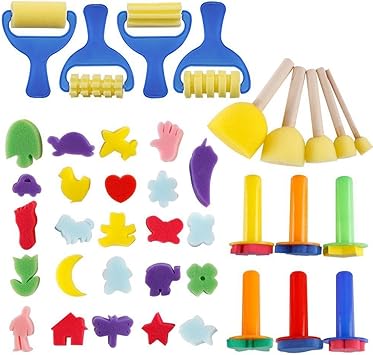 Amazon Co Jp Retyly 早期学習 ミニ花 スポンジ絵 ブラシ クラフトブラシセット Fbaの子供向け 文房具 オフィス用品