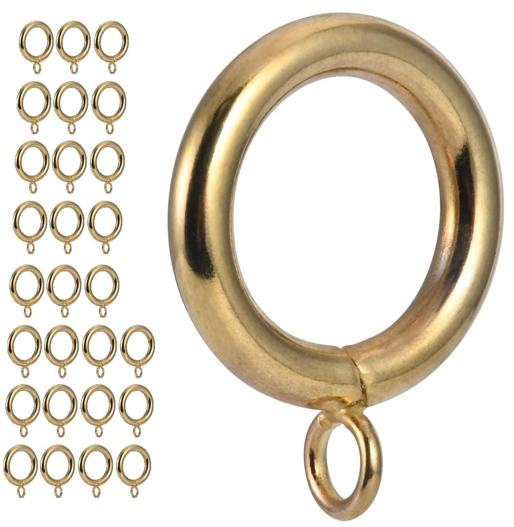 Photo 1 of Curtain Ring Metal 28-Pcs 1.0 Inch Inner Diameter with Eyelets Fit Up to 0.8 Inch Rod Large Wire Diameter (Gold-28pcs)