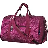 NGIL Super Star Duffle Bag, Mini Dance Bag & Mini Travel Bag for Sports, Gymnastics and Ballet with Adjustable Strap, Zippers, Pockets (Glitter-Hot Pink, Small)