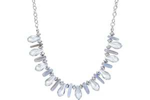 FULU AUTUMN Layered Beaded Necklaces for Women Chunky Statement Necklace Silver Chain Fashion Jewelry Gift for Her