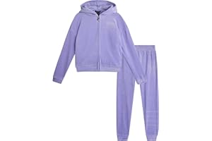 bebe Girls Sweatsuit Set - 2 Piece Velour Zip Up Hooded Sweatshirt and Girls Jogger Sweatpants Kids Youth Activewear Set