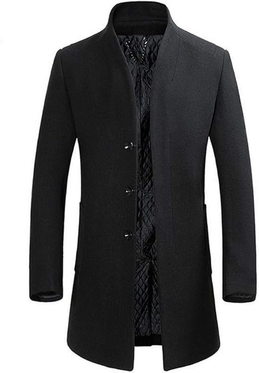 Fancy Dawn Men Winter Wool Coat Men's Solid Color Warm Thick Wool