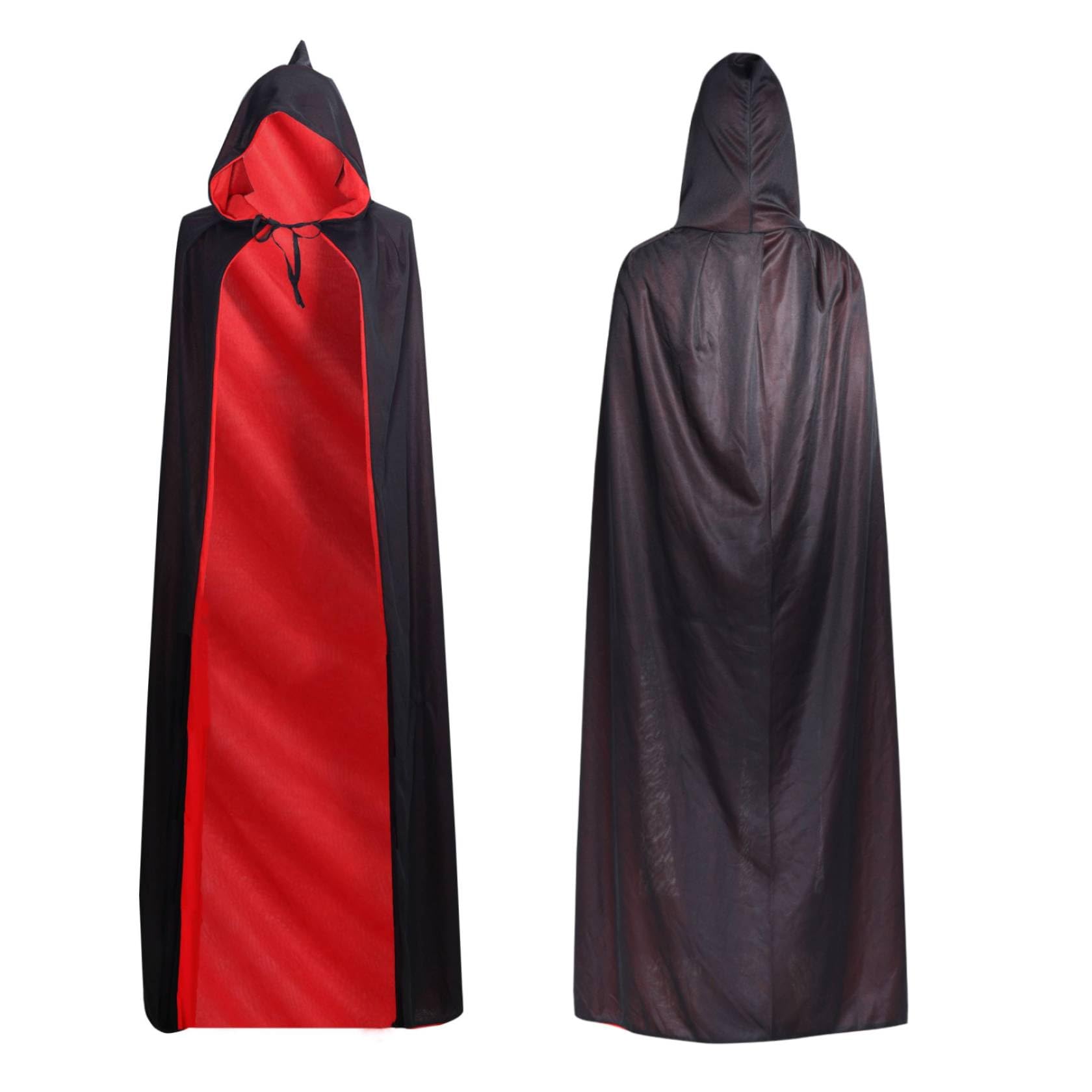 MILAKOO Reversible Hooded Cloak for Halloween Costume Black Red Cosplay Dress Up Goth Vampire Cape