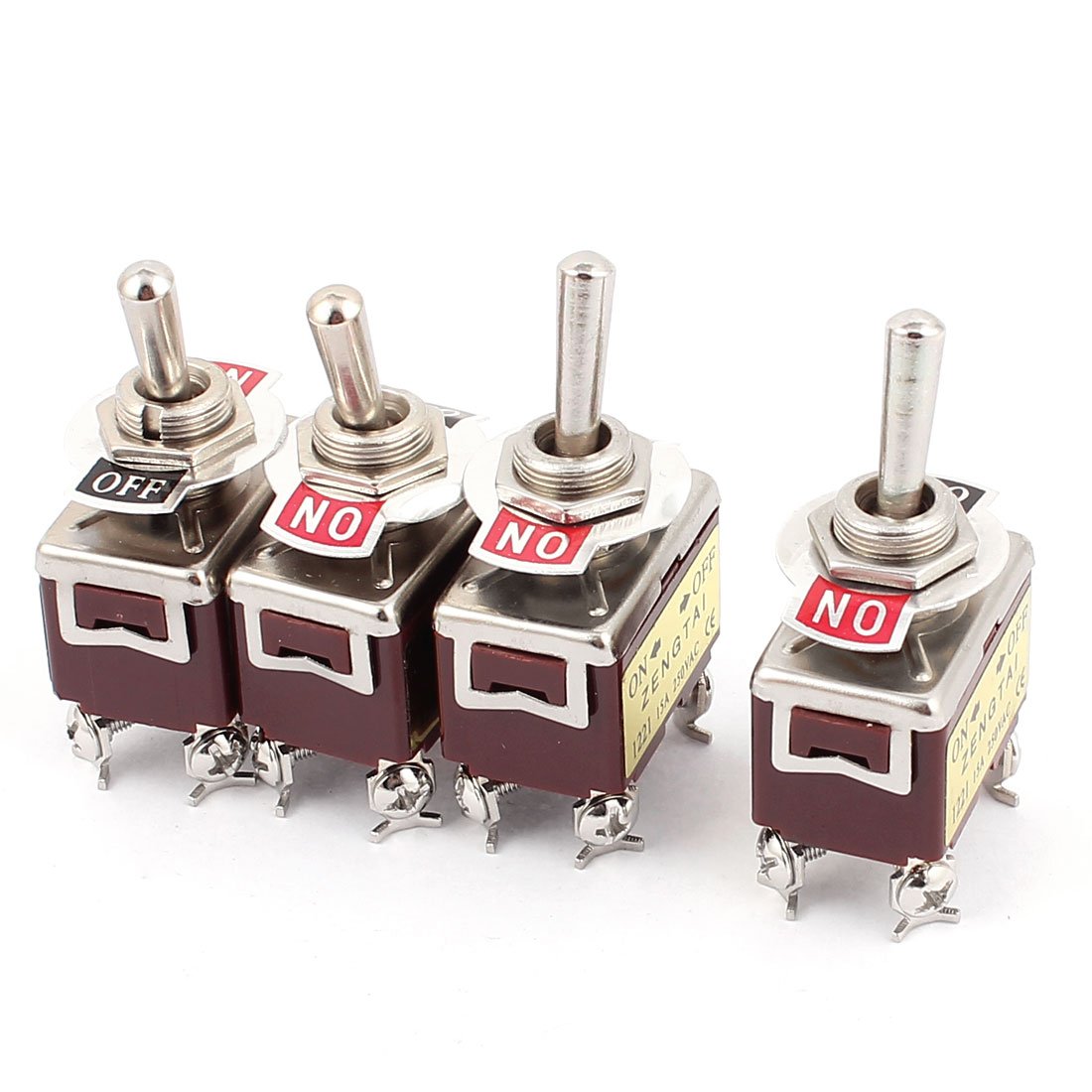 Sourcingmap 4Pcs AC250V 15A On/Off DPST 4 Screw Terminals Toggle Switch