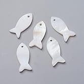 Gelirda 100Pcs White Shell Fish Pendants Ocean Animals Shell Dangle Charms for DIY Jewelry Making Necklace Bracelet