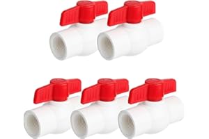 Lyfengdeam 5-Pack PVC Ball Valves, T-Handle Water Shut-Off Ball Valve with Threaded (NPT) Connections, PVC Valve for Water Pr