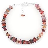 CRYSTALINES Genuine Raw Multi Spinel Gemstone Bracelet, Wicca & Reiki Healing Supplies, Spinel Rough Stone, Handmade Boho Jewelry, Silver Adjustable Chain, Christmas Gift, (7+1inch)