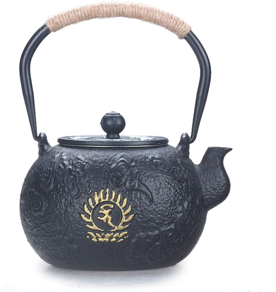 DBZCH Iron Kettle,Japanese Cast Iron Kettle Handmade Teapot Boiling Water Kettle Kungfu Ceremony Chinese Puer Tea Pot with Filter Mesh 1.3L