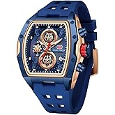 MF MINI FOCUS Watch for Men Wristwatch Fashion Hollow Big Dial Luminous Waterproof Sport Analog Quartz Business Chronograph Mens Watches Blue Silicon Strap Dress Watch