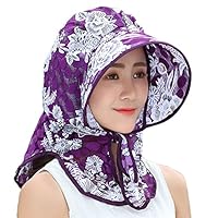 JINTN Floral Women UPF 50+Sun Hat Visor Folding Outdoor Beach Traveling Fishing Hat Gardening Cap Large Brim UV Protection Cap Headwrap Cover Neck Face Flap Hat