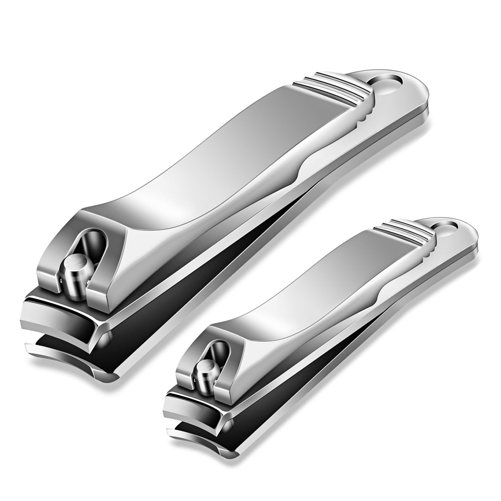 BESTOPE PRO Nail Clippers, 2 Pcs Nail Cutter Set Sharpest Stainless Steel Fingernail + Toenail Kit Perfect for Men & Women, Silver