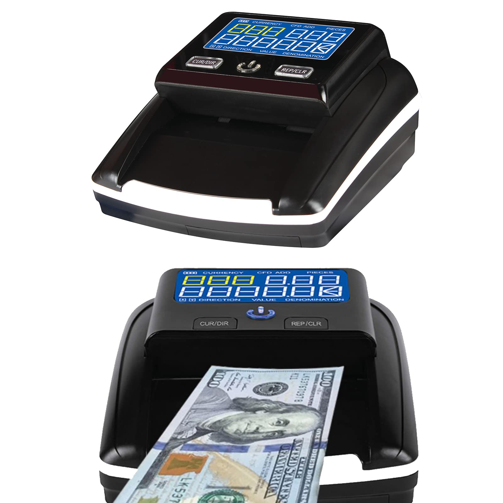 Photo 1 of WINB Portable Counterfeit Bill Detector Machine, Automatic 4-Way Direction USD & Euro Value Counting, Swift Counterfeit Money Detector UV/IR/MG for Small Businesses
