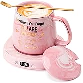 Coffee Mug Warmer & You are Awesome Mug Set, Electric Cup Warmer for Desk, Beverage Warmer with 4 Temperature Setting, 8-Hours Auto Shut Off