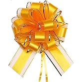 HQJAXJ 6 Pcs Pull Bows - Gift Wrapping Bows for Christmas, Wedding, Valentine's Day - 6 Inch (Yellow)