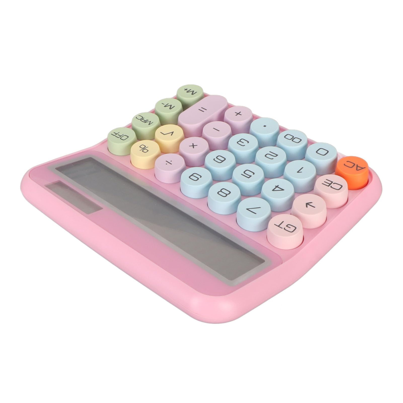 Ozgkee 12 Digit Colorful Calculator Mechanical Keyboard Calculator Electronic Desktop Calculator for Home School Office (Pink)