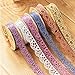 B&Y Washi Tape,Lace Pattern Glitter Bling Self-Adhesive Tape,Diamond Washi Tape Masking DIY Scrapbooking Lace Tape Sticker, 6 Rolls Tape Color Random