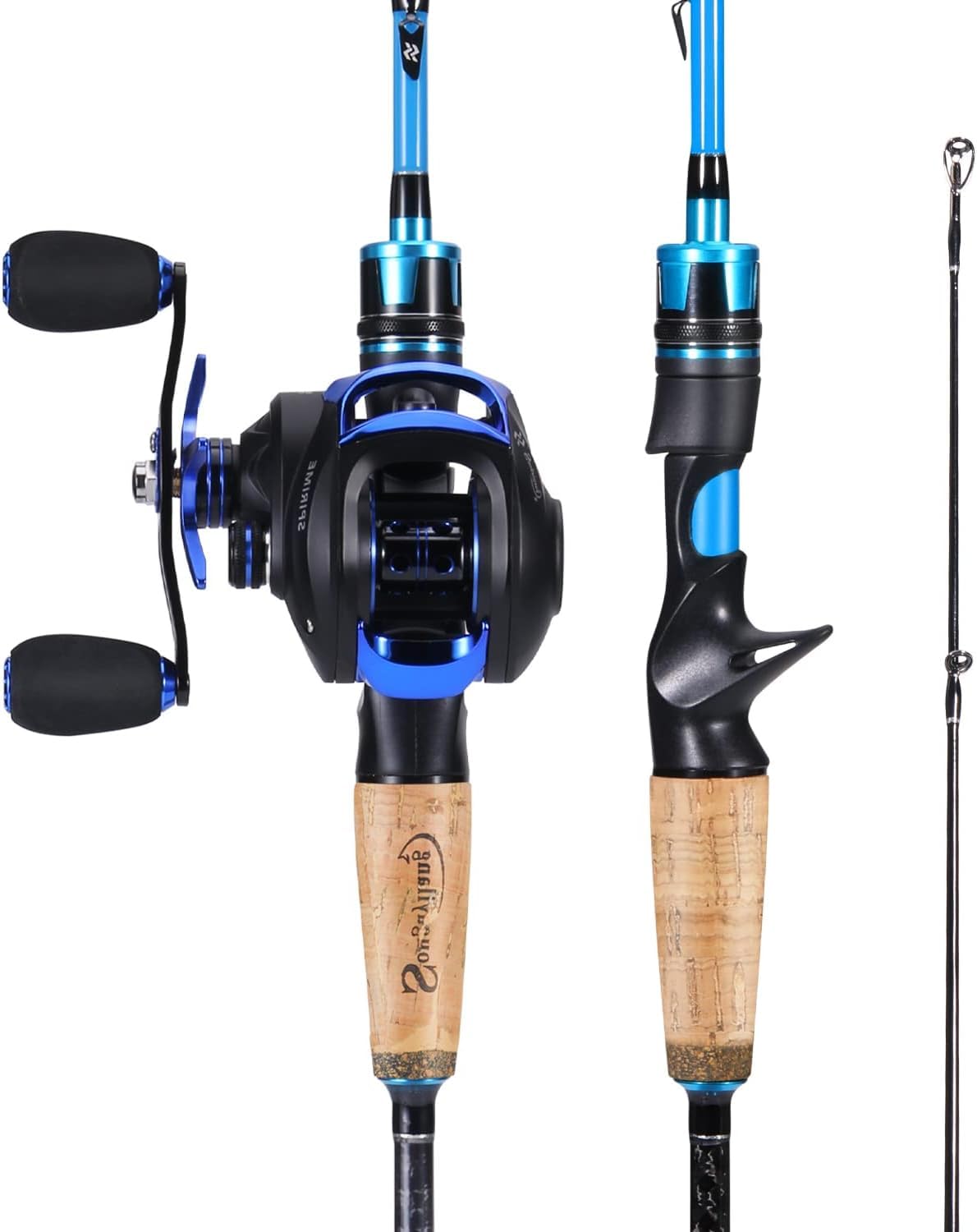 Sougayilang Casting Fishing Rod and Reel Combo, 1.8m/2.1m MH Fishing Pole with Baitcasting Reel Combo, 2-Section Baitcaster Combo-18SE-L