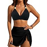 VIMPUNEC Womens High Wasited Bikini Sets Tummy Control Swimsuits Two Piece Swim Skirt