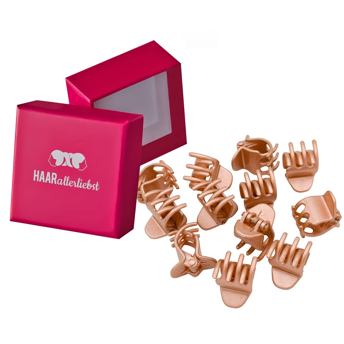 HAARallerliebst Hair Clips for Blonde Hair (Pack of 12) Rose Gold Shimmer 2 cm with Box for Storage