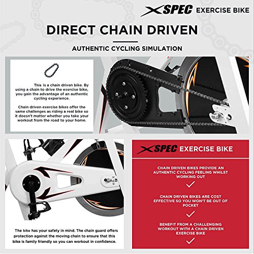 Xspec Pro Stationary Upright Exercise Chain Drive Smart Cycling Bike, 40LB Flywheel Bicycle, iBiking+, Heart Pulse Sensors, Adjustable Friction Resistance, 3-Piece Crank, 6-Function Monitor - Thumbnail 5