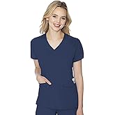 Med Couture Women's Scrub Top, Raglan Sleeves for Modern Fit, 6 Pockets 2-Way Stretch, Durable & Breathable Fabric - MC7425
