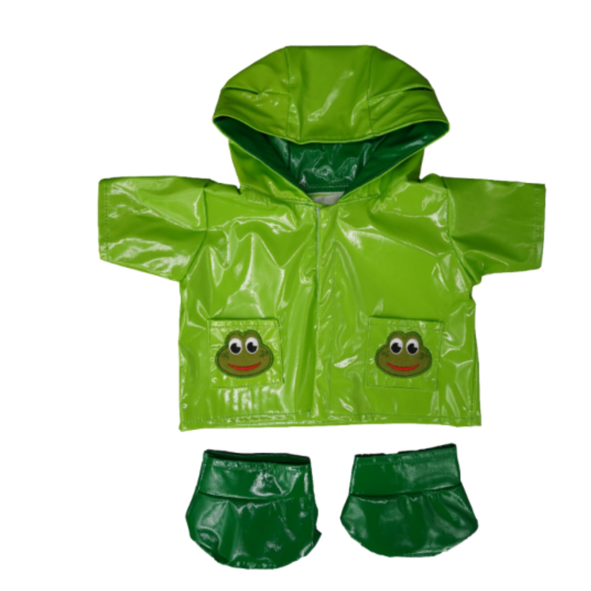 16 inch Green Frog Raincoat - Teddy Bear Clothes - Size: 16 inch/40cm fits Build a Bear