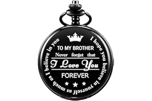 Pocket Watch Men Personalized Black Chain SIBOSUN Quartz Engraved Gifts for Brother from Sister Fathers Day Graduation Gifts for Brother