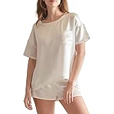 THXSILK 100% Mulberry Silk Women's Pajamas Set, Women's Lingerie Sleep Lounge, 2 Piece Womens Pajama Shorts Silk Pjs
