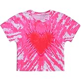 Girls Valentine's Crop Tops Heart Shirt Short Sleeve Tie Dye Heart Tshirts for Girl 6-14 Years