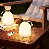 uuffoo 2 Pack Portable Led Lamp Waterproof, Led Camping Lantern Light with Handle, Rechargeable Night Lights with Multi-Color & Warm White Modes, Indoor/Outdoor Lamps for Patio, Tent, Bedroom, Garden