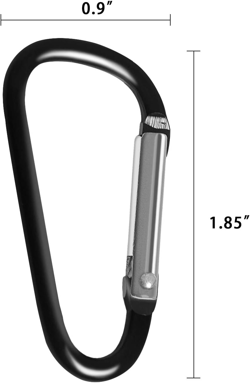 UPINS 100 Pcs Aluminum Carabiner Caribeaner Keychain Clips Bulk Black Small Caribeener Clips, D Shape Key Chain Rings: Sports & Outdoors