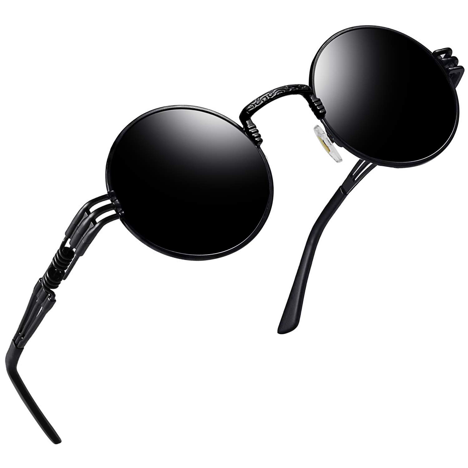 Retro Polarised Steampunk Sunglasses Round Metal Frame Circle Vintage Sunglasses for Men and Women