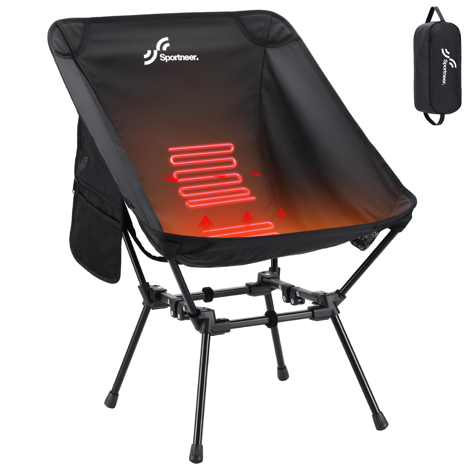 Photo 1 of Sportneer Heated Chairs Outdoor Sports: Heated Camping Chair with USB Plug & 3 Heating Levels - Portable & Compact Heated Chair for Backpacking, Camping, Lawn, Picnic, Travel (Power Bank Not Included)