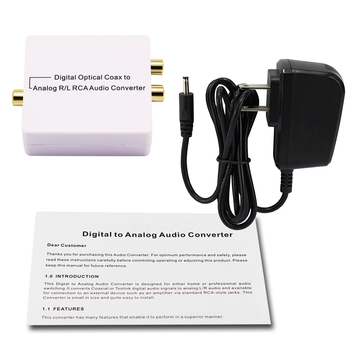 AVENK Digital Optical Toslink SPDIF Coaxial to Analog Stereo RCA and 3.5mm  Headphone Audio Converter